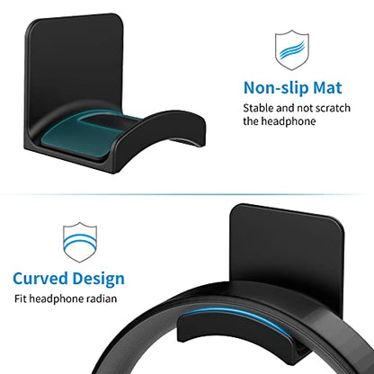 SOKUSIN Headphone Stand Headset Holder - Adhesive Gaming Earphones Hanger, Universal Desk Wall Mount Hook for All Headphone/Controller, Compatible with Beats, AirPods Max,Sony, JBL (Black-2PCS) - color: Black-2 Pack