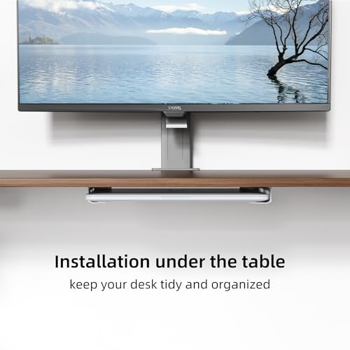 ELETIUO Wall & Under Desk Laptop Mount Holder–Adhesive & Screw in,1.02"/ 26 mm,Anti-Scratch Pads,Universal for MacBooks,Surface,Keyboards,Tablets,Switch &More,Matte Silver - color: Matte Silver