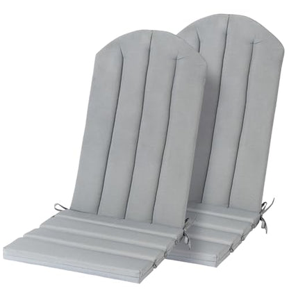 Adirondack Chair Cushion Set of 2 Indoor Outdoor Furniture Cushions Rocking Chair Cushions with Straps Replacement Folding Patio Chair Pad,19.7x18.9x1.5 Inch（Grey） - color: Grey
