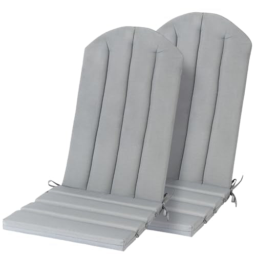 Adirondack Chair Cushion Set of 2 Indoor Outdoor Furniture Cushions Rocking Chair Cushions with Straps Replacement Folding Patio Chair Pad,19.7x18.9x1.5 Inch（Grey） - color: Grey