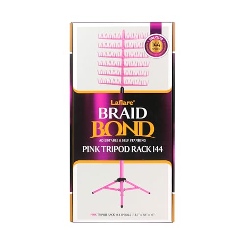 Laflare Standing Braid Hair Organizer – 144 Pegs Hair Extension Holder, Divider & Display Stand for Hair Braiding, Height Adjustable Rack, Easy to Assemble - color: Pink