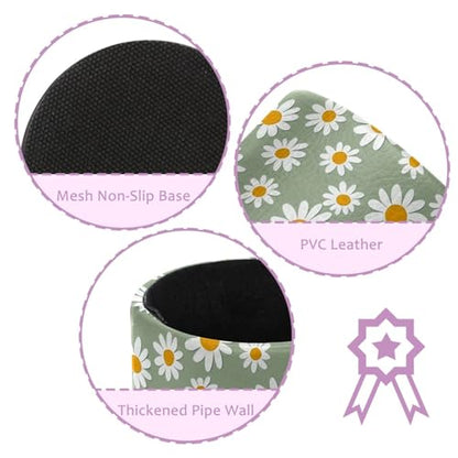 Light Green and Daisy Pen Holder Pencil Organizer for Desk, 3.1” x 3.1” x 3.9” Pencil Cup Office Supplies, Large Capacity Cute Pen and Makeup Brush Holder for Home, School, Desktop - color: Light Green and Daisy
