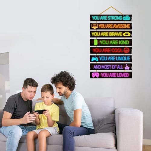 Rutiyoka Game Room Decor for Boys Bedroom - Boy Wall Decor Gaming Art for Kids Room - Wood Gamer Wall Decorations