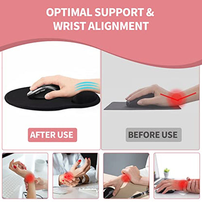 eulps Mouse Pad with Wrist Rest, Comfortable Computer Mousepad with Gel Wrist Support Smooth Surface and Non-Slip PU Base for Pain Relief, Laptop, Office & Home (Rose) - color: 01Rose
