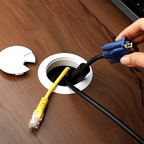 TuTuYa 6PCS Desk Grommet, Desk Cable Grommet 3-1/6 Inch (80 mm) White Desk Cable Hole Cover with Hole Saw, Cable Pass Through, Ideal Solution for Office and Home Table Cable (White, 3-1/6 Inch) - color: 3-1/6inch _80mm White 6PCS