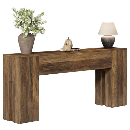 Tribesigns 71-Inch Long Console Table for Entryway, Farmhouse Sofa Console Behind Couch, Entry Table for Hallway, Foyer, Living Room, Brown - color: Brown