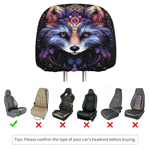 Dujiea 2 Pack Bohemian Mandala Fox Car Headrest Covers, Universal Soft Car Seat Head Rest Cover Protector, Vehicle Accessories Fabric Headrest Cover for Cars Vans Trucks - color: Bohemian Mandala Fox