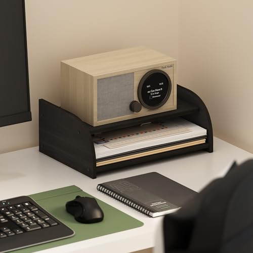 Furinno Classic Desk Organizers and Accessories, 2-Tier Monitor Riser, Office Organization, Desk Top Book Shelf, for Office Supplies, Office Desk Utility, Dark Espresso - color: Dark Espresso, size: 2-Tier 12.5" Wide
