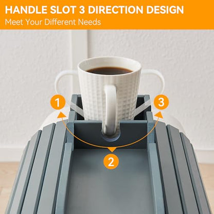 GEHE Bamboo Couch Cup Holder, Anti-Spill Sofa Arm Tray, Natural and Easy to Clean Couch Arm Cup Holder Armrest Tray Perfect for Cups, Beers, Snacks, Remote Control, Drinks - color: Light Blue