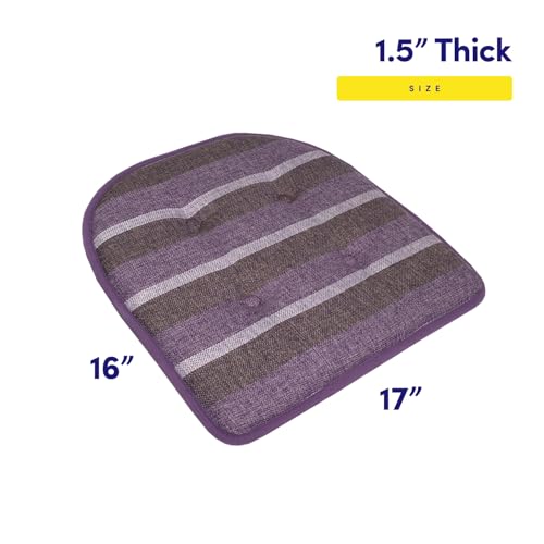 Sweet Home Collection Chair Cushion Memory Foam Pads Tufted Slip Non Skid Rubber Back U-Shaped 17" x 16" Seat Cover, 4 Count (Pack of 1), Bradford Purple - color: Bradford Purple, size: 4 Pack, style: Foam Pads
