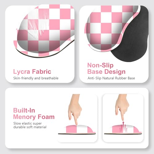 Pastel Pink White Checker Mouse Pad Set, 4 in1 Ergonomics Keyboard Desk Mat with Memory Foam Wrist Rest, Extended Game Mousepad, Non-Slip Large Gaming Desk Pad Matt Easy Typing Pain Relief - color: Pastel Pink White Checker