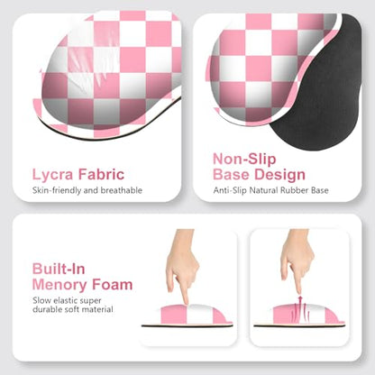 Pastel Pink White Checker Mouse Pad Set, 4 in1 Ergonomics Keyboard Desk Mat with Memory Foam Wrist Rest, Extended Game Mousepad, Non-Slip Large Gaming Desk Pad Matt Easy Typing Pain Relief - color: Pastel Pink White Checker