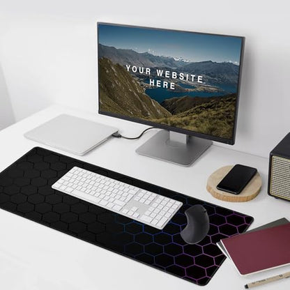 Hexagon Honeycomb Large Mouse Pad,Gaming Keyboard Desk Pad,Extended Mouse Mat Non-Slip Rubber Base with Stitched Edges for Office Game Home XXL 35.4"x15.7" - color: Honeycomb, size: 35.4L x 15.7W inches
