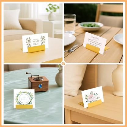 Urban Deco Table Card Holder Metal Place Card Holders Steel Card Holders for Photos, Food Signs, Memo Notes, Weddings, Restaurants, Birthday (Gold 16PK) - color: Gold 16pk