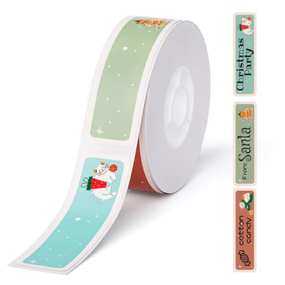 NIIMBOT Christmas Labels for D110/D11/D101 Label Maker,14 x 50 mm (0.55'' x 1.97''), Thermal Label Tape for Christmas Home Office Labeling, Meowy Xmas Pattern - color: 14mmx50mm-meowy Xmas
