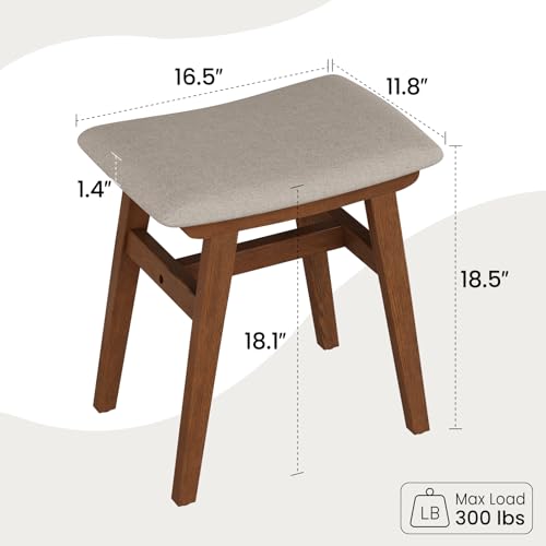 Solid Wood Small Vanity Stool Chair, Makeup Stools for Vanity Desk, Bathroom Vanity Chair, Padded Foot Stool for Living Room, Ottoman Foot Rest for Couch, Small Bench for Entryway, Walnut - color: Walnut