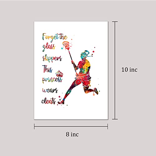 Inspirational Watercolor Lacrosse Girl Athlete with Empowering Quote Art Print for Girl's Bedroom Empowerment, Locker Team Spirit, Young Laxer Surprises, Aspiring Midfielder Tokens, Team Captain Honors, Coach Appreciation, Birthday Gifts - 8x10 Unframed P