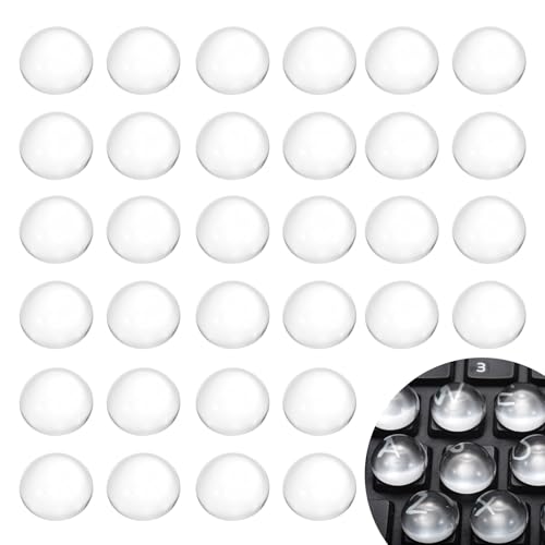 32Pcs Glass Nail Art Typing Stickers - Protective Adhesive Clear Glass Long Nail Keyboard Cover 3D Raised Keyboard Cover Skin, Clear