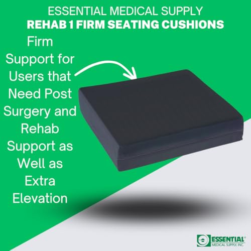 Essential Medical Supply Rehab 1 Foam Seat Cushion - Denser Cushion for Office Chairs, Wheelchairs, and More - Chair Seat Pad Provides Additional Support and Pain Relief for Seniors - 18" x 16" x 3" - size: 18x16x3 Inch (Pack of 1)