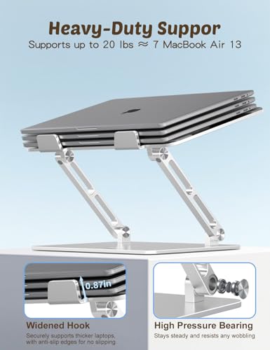 Aoviho Laptop Stand for Desk – Adjustable Aluminum Laptop Riser with Unique Cat-Shaped Cooling Vent, Portable Desk Gift & Decor, Compatible with MacBook Air Pro, Dell, HP, Lenovo (10"-17.3"), Silver - color: Silver