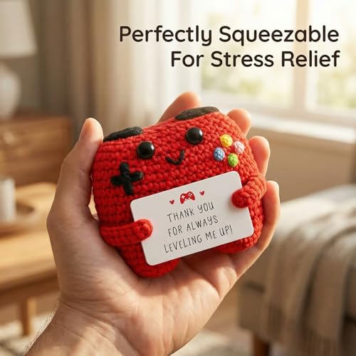 Handcrafted Crochet Game Controller, Gift for Teacher Boss Coworker, Emotional Support Decor with Inspirational Card, Positive Present for Various Occasions - style: THANK YOU