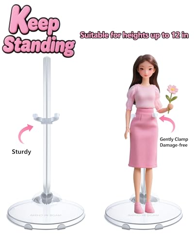 12 Pcs Adjustable Doll Stands - Transparent & Lightweight Display Rack for Dolls, Action Figures & Monsters