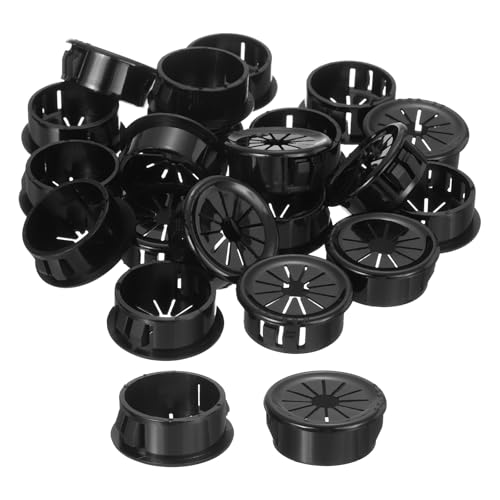 uxcell 30Pcs Cable Grommets, Snap Bushing Grommet for Holes with 1"(25mm) Mounting, Round Nylon Snap in Cable Desk Grommet for Cables and Cords Management, Black - size: 25 mm