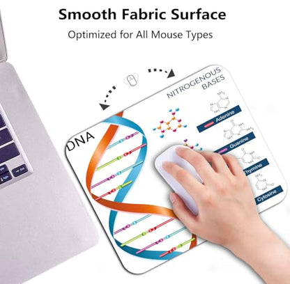 DNA Bases Science Mouse Pad, Educational Spiral Genetic White Desk Mat | Chemistry Biochemistry Biotechnology Design, Anti-Slip Rubber Base, Silky Smooth Surface, Cute Office/Gaming Mousepad - color: Color_CNm