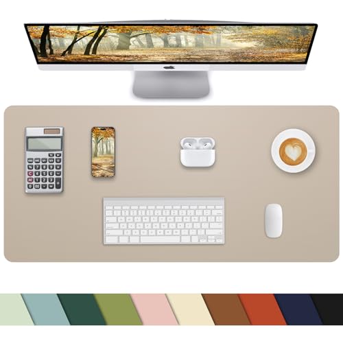 Small Desk Mat,Leather Desk Pad Protector,Desk Mouse pad,Office Desk mat,Laptop Mat for Desk, Non-Slip PU Leather Desk Blotter,Waterproof Desk Writing Pad for Office/Home(23.6"x13.8",Apricot) - color: Apricot, size: 23.6" x 13.7"