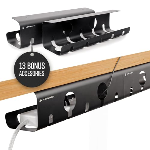 No-Drill Under Desk Cable Management Tray - 2-Pack Wire & Cord Organizer - Standing Desk Cable Management - Power Strip Holder - M - size: Medium