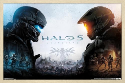 Halo 5 - Key Art Wall Poster, 34L" x 22.4W", Blonde Framed Version - color: Blonde Framed Version, size: 34"L x 22.4"W