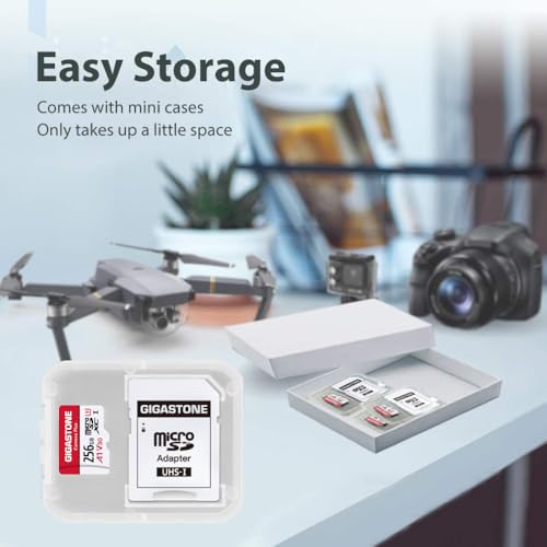 Gigastone 256GB Camera Plus Series Memory Card, Read Speed up to 100MB/s. Ideal for Full HD Video Gopro Drone Android Camera, A1 Micro SDXC Card with Mini Case and SD Adapter. - color: 256 GB