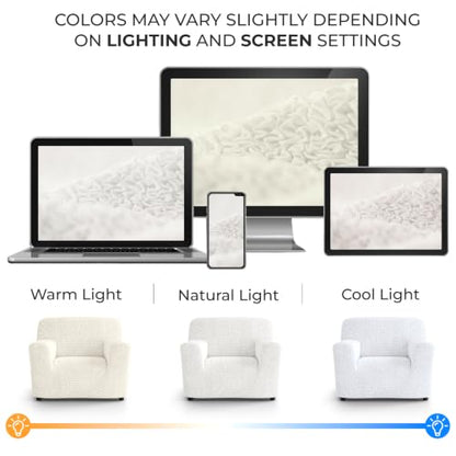 Premium Stretch Couch Covers for Sofa - Sofa Chair Cover Washable, Dogs & Pets Friendly - Elastic Polyester Loveseat Slipcovers - Non-Slip Love Seat Couch Covers - Crisp White (21"-39" Wide) - color: Crisp White, size: 21"-39" Wide