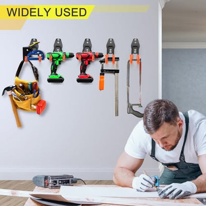 10 Pack Garage Hooks Heavy Duty Storage Organizer Wall Mount Power and Garden Tool Hangers, for Hanging Ladders, Ropes, Hose, Bulk Items - color: Black 10 pack