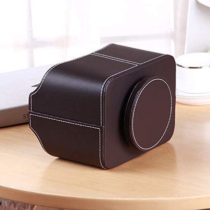 PUSU Remote Control Holder PU Leather 360 Degrees Rotatable Desktop Supply Organizer Storage Box for Controllers Media Stationery Nightstand TV Caddy E-reader iPad Phone Pen/Pencil Cosmetic(Brown) - color: A Brown