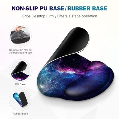 Gaming Mouse Pad, Large Desk Mat, Cute Desk Pad Protector, 4in1 XXL Mousepad + Keyboard Wrist Rest+Mouse Wrist Rest+Coaster Set with Ergonomic Desk Pad for Home Office Table Computer, Galaxy Space - color: Galaxy Space