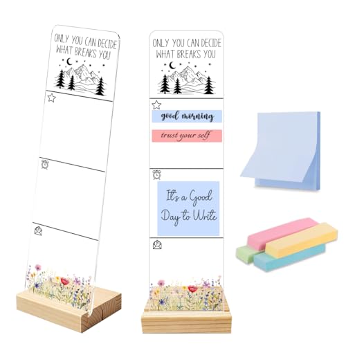Sticky Note Holder Acrylic Monitor Memo Board Desk Organizers and Accessories Desk Decor Post It Note Holder with 200Pcs Sticky Notes Mountain Inspirational Office Desk Sign - color: Decide