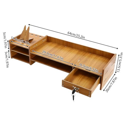 Computer Monitor Stand, Computer Rack with Drawers, Two top Platforms Desk Organizer Monitor Stand with Extra Large Storage Desktop Computer Stand for PC, Laptop, Printer, Screen, TV (02) - size: 02