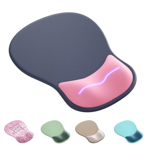Ergonomic Mouse Pad with Wrist Rest,Cute Gel Mousepad Wrist Support - Small Mini Portable for Travel Mouse Pads for Desk Laptop,Computer,Office & Home Decor (Grey &Pink) - color: G-Grey&Pink