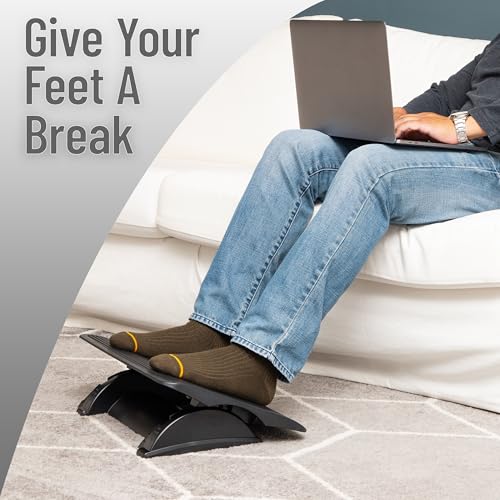Mind Reader Foot Rest, Under Desk at Work, Ergonomic, Height Adjustable, Office, Plastic, Black - size: Plastic Foot Rest
