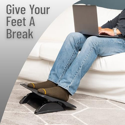 Mind Reader Foot Rest, Under Desk at Work, Ergonomic, Height Adjustable, Office, Plastic, Black - size: Plastic Foot Rest