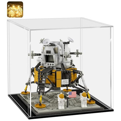 LANSCOERY Acrylic Display Case, Assemble Showcase Display Box for Collectibles, with Dustproof & Seamless Display Design, 8x6x8inch Black Base - color: Black, size: 8x6x8inch; 20x15x20cm