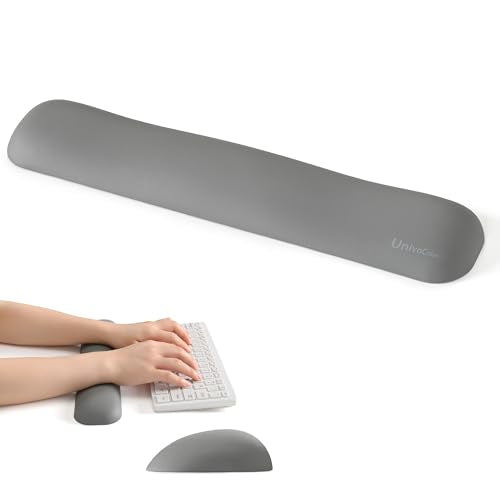 UnivoColors Design-Medium Wave Keyboard Wrist Rest of Medium, Artificial Sheepskin+Memory Foam+Ergonomic+Anti-Slip Gel, Resilience Support During Work and Gaming,Keyboard Accessory,Grey - color: Kr_grey, style: Keyboard Wrist Rest Medium