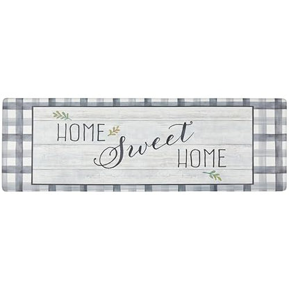 Cozy Living Anti-Fatigue Kitchen Mat, Farmhouse Buffalo Check 17.5"x55" - color: Grey/Green, size: 55"L x 17.5"W x 0.5"Th