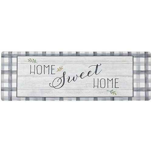 Cozy Living Anti-Fatigue Kitchen Mat, Farmhouse Buffalo Check 17.5"x55" - color: Grey/Green, size: 55"L x 17.5"W x 0.5"Th