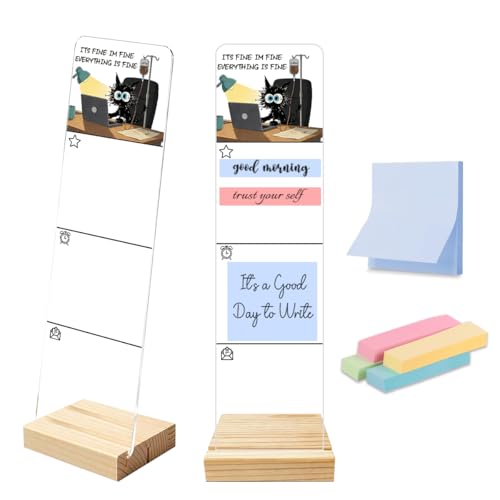It's Fine I'm Fine Everything is Fine Cat Office Decor Sticky Note Holder, Funny Office Monitor Memo Board Decorations for Shelf Desk Accessories Black Cat Gifts - color: Itfine