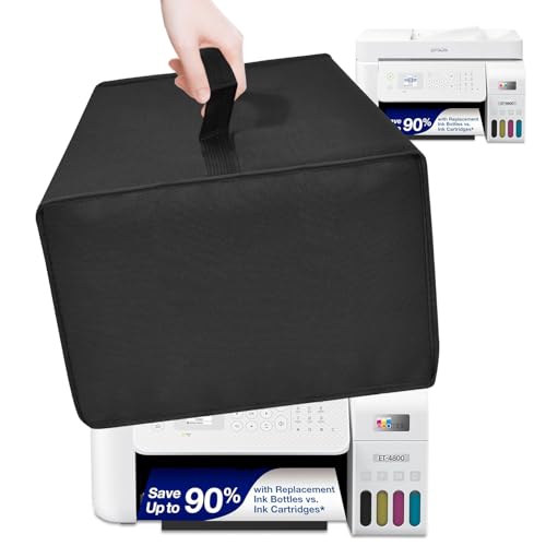 Printer Dust Cover for Epson EcoTank ET-4800, Heavy-Duty 600D Nylon Printer Protector – Waterproof Anti-Static Dustproof Printer Cover Case (15×15.8×9.8in) (Black) - color: Black