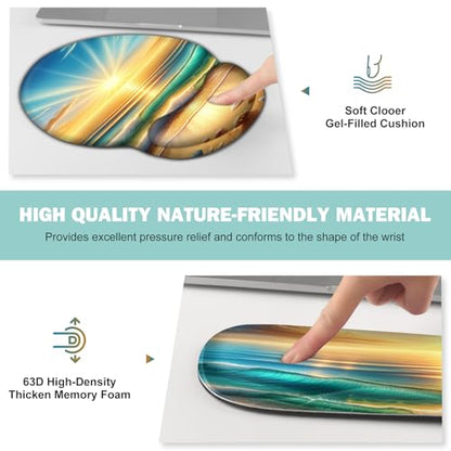Gaming Mouse Pad, Large Desk Mat, Cute Desk Pad Protector, 4in1 XXL Mousepad + Keyboard Wrist Rest+Mouse Wrist Rest+Coaster Set with Ergonomic Desk Pad for Home Office Computer, Beach Sun Shell - color: Beach Sun Shell