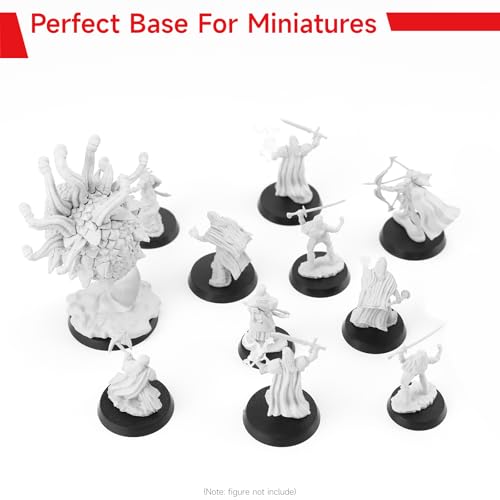 SIXPOINTS 100 Pieces Acrylic Miniature Bases,25/28.5/32/40 mm Model Bases 4mm/0.16inch Thick Circular Figure Display Stands Compatible with Gaming Miniatures or Wargames Role Playing Board Game Figure Toy (100PCS-25&28.5&32&40mm-black) - color: 100PCS-25&