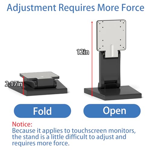 Adjustable Metal Folding Monitor Bracket for Touch Screen Desk Mount with VESA Hole 75x75mm&100x100mm All in Single PC Stand (Black)